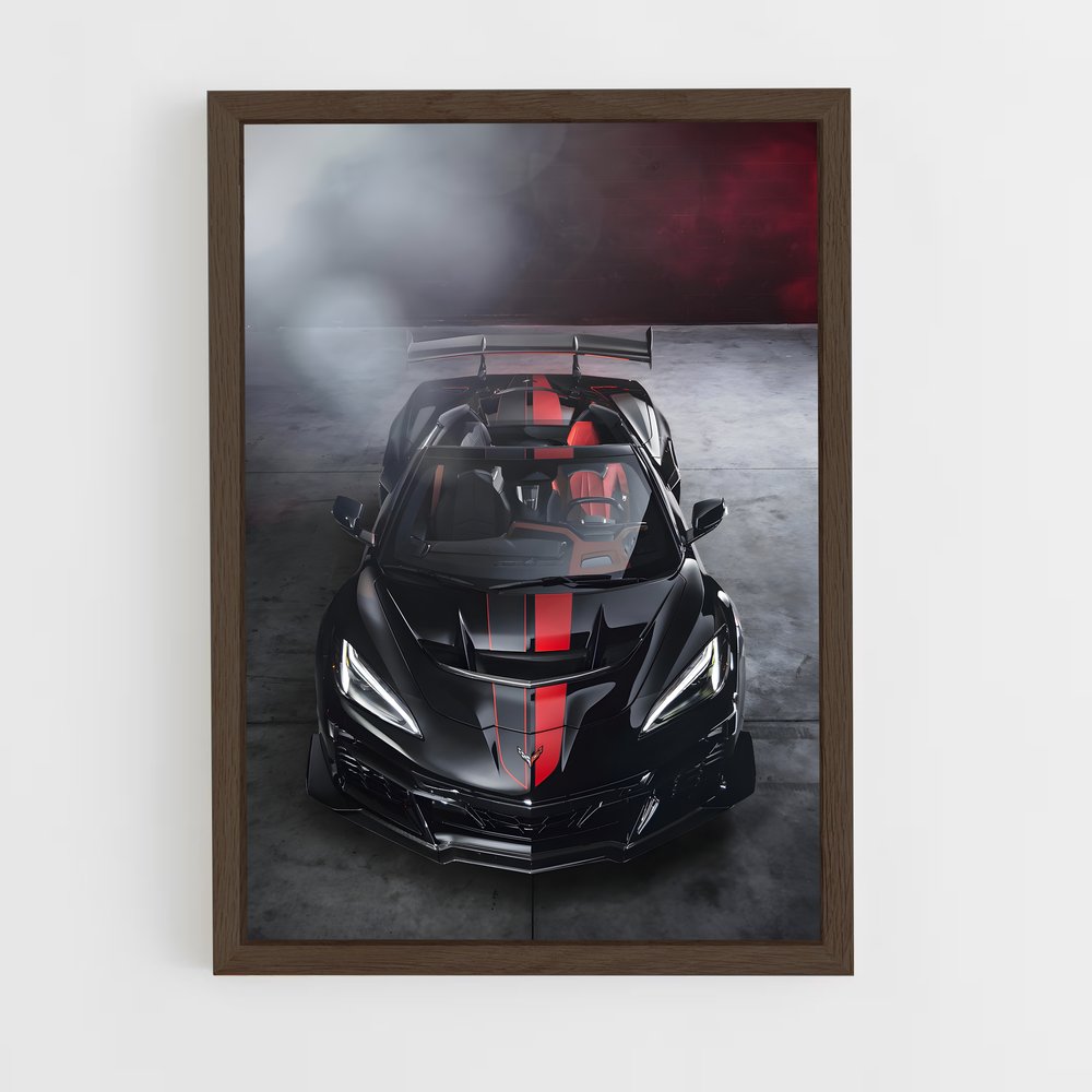 Poster Corvette Noire et Rouge – affiche Chevrolet (vue 5)